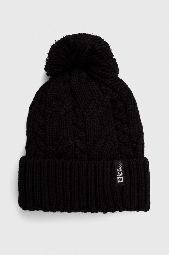 Καπέλο Jack Wolfskin Pompom μαλλί μαύρο 1905092