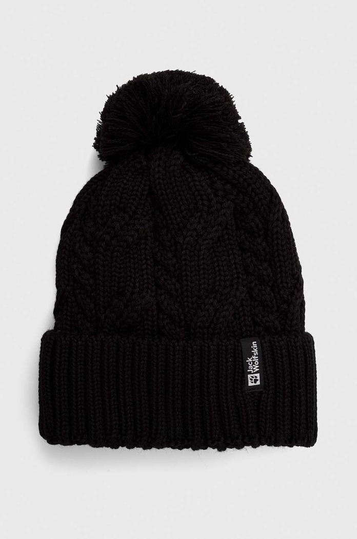 Καπέλο Jack Wolfskin Pompom μαλλί μαύρο 1905092