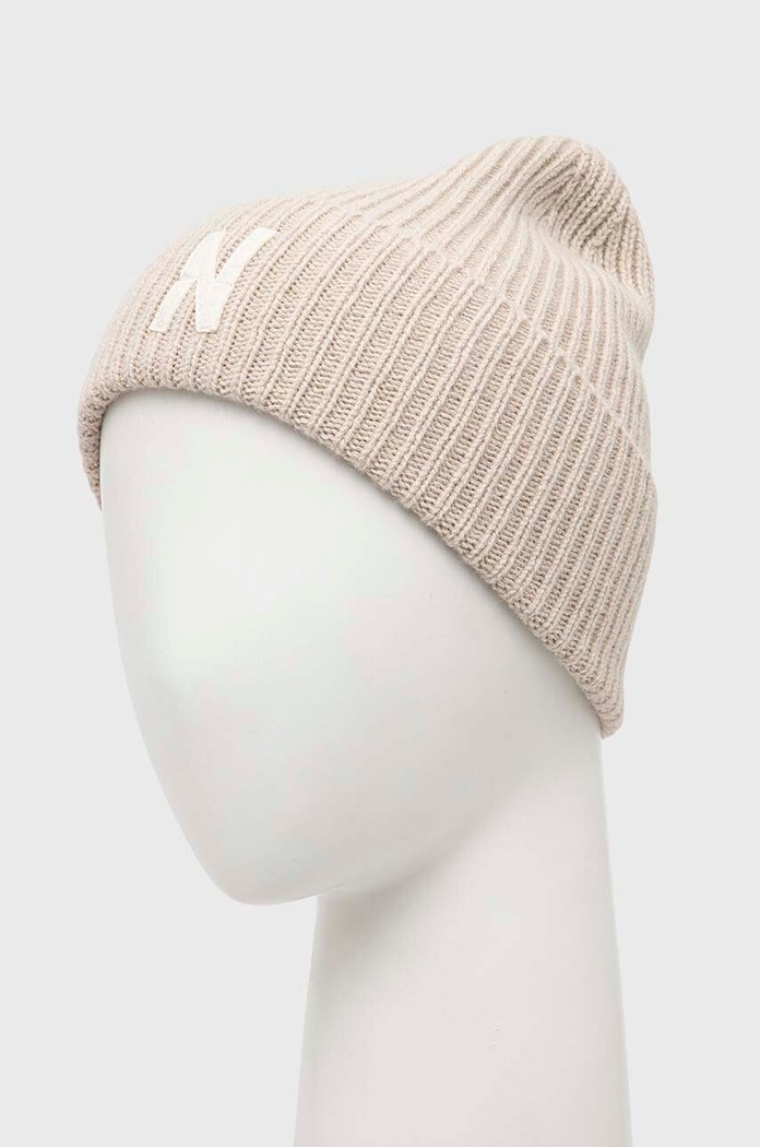 Norse Projects czapka wełniana Merino Lambswool Rib N Logo Beanie N95.0953.2064 beżowy AW23