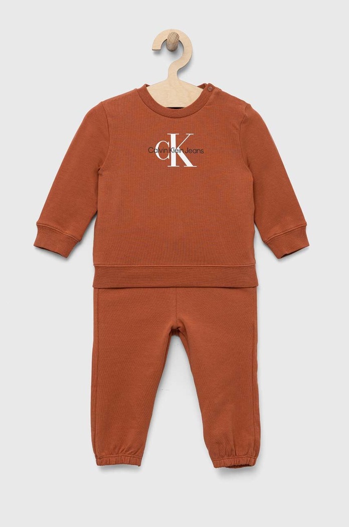 Otroška trenirka Calvin Klein Jeans Z elastanom oranžna IN0IN00017.9BYX