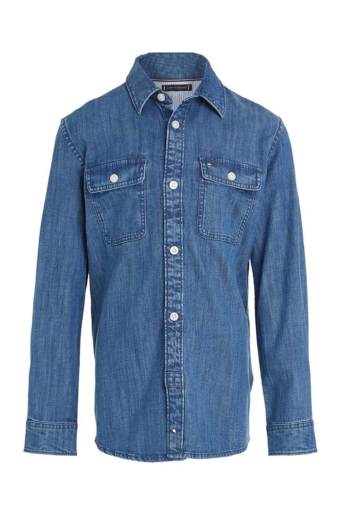 Dětská riflová košile Tommy Hilfiger KB0KB08519.128.176.9BYX modrá AW23