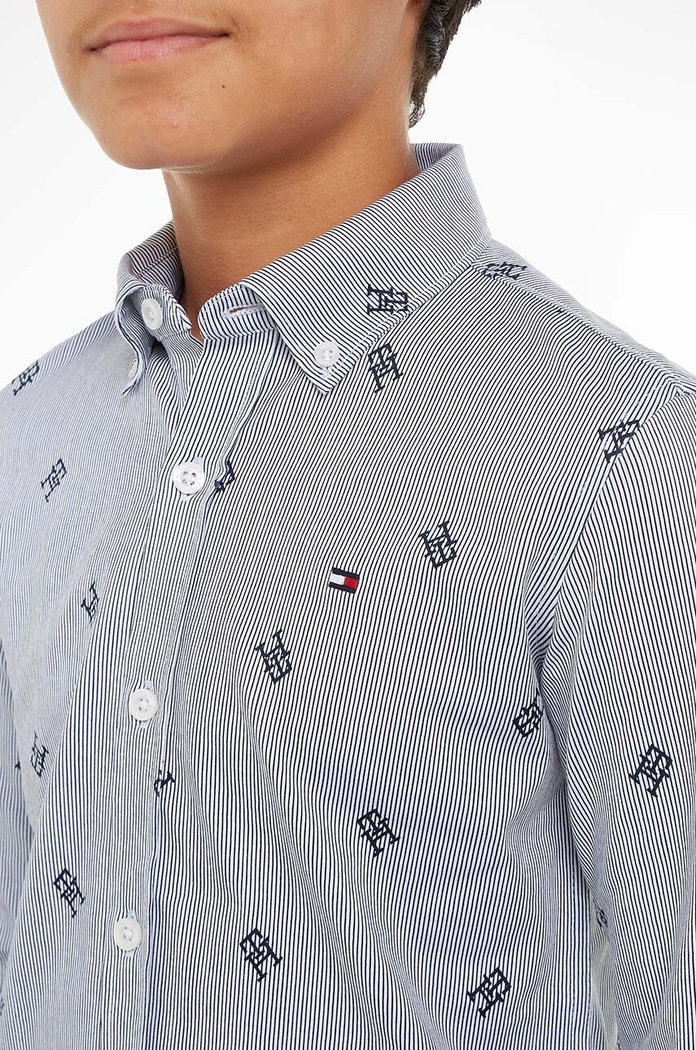 Dětská bavlněná košile Tommy Hilfiger KB0KB08522.128.176.9BYX modrá