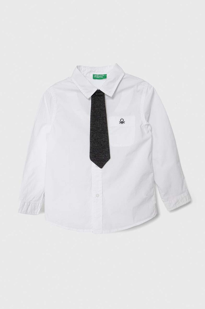 United Colors of Benetton koszula bawełniana dziecięca bawełna biały 59UXGQ01J.P.SEASONAL
