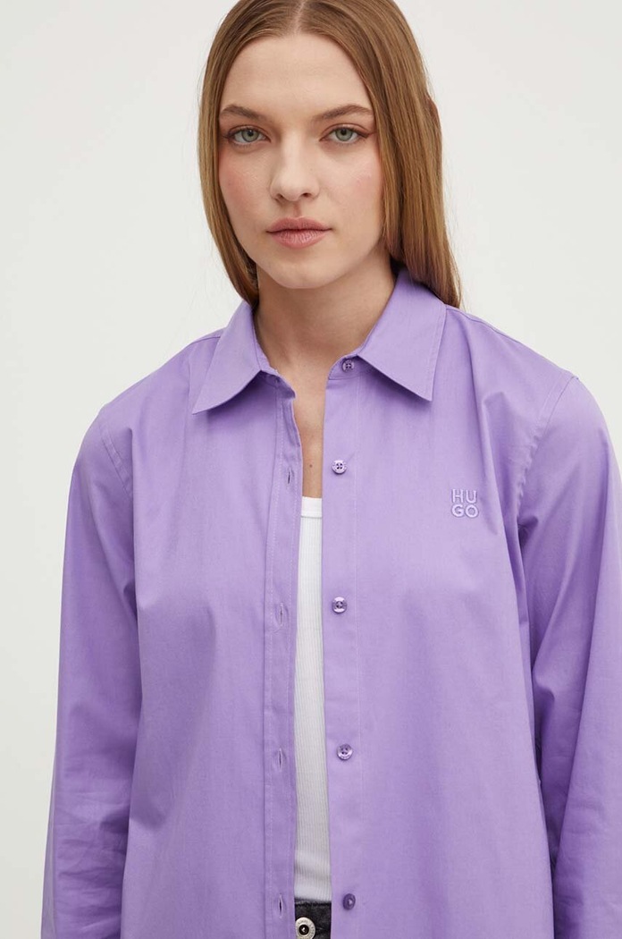 Košeľa HUGO The Essential Shirt HUGO 50496339 fialová