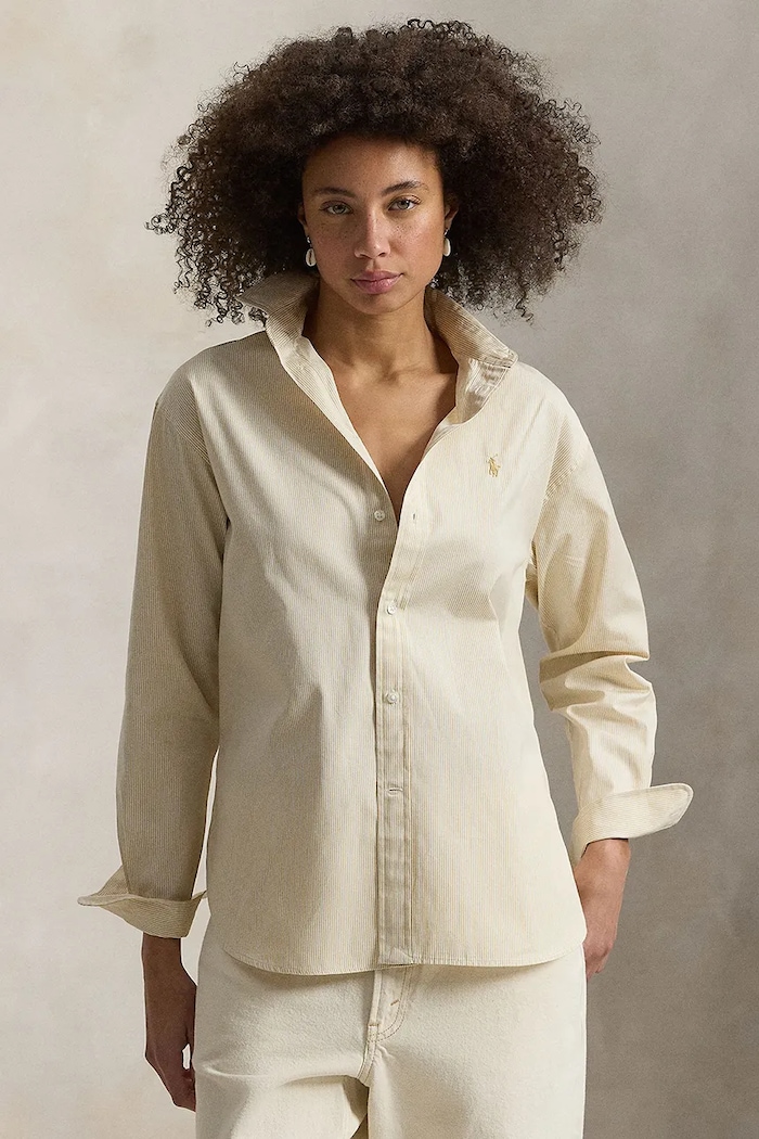 Polo Ralph Lauren košile dámská bavlněná pruhy béžová 211910743
