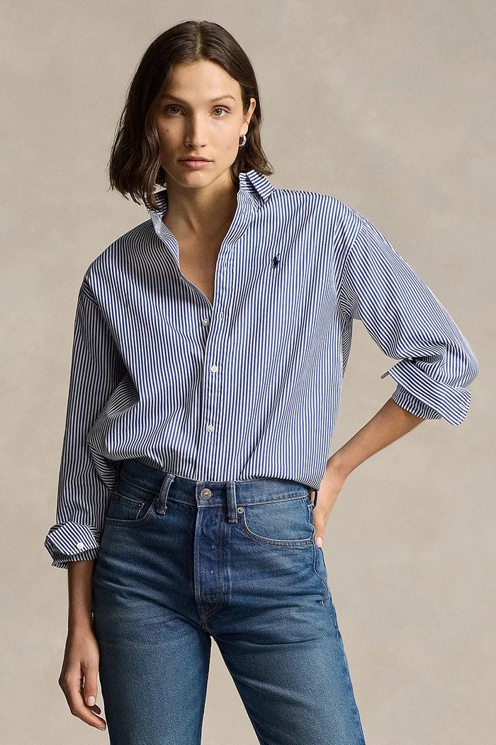 Polo Ralph Lauren košile dámská bavlněná pruhy modrá 211910743