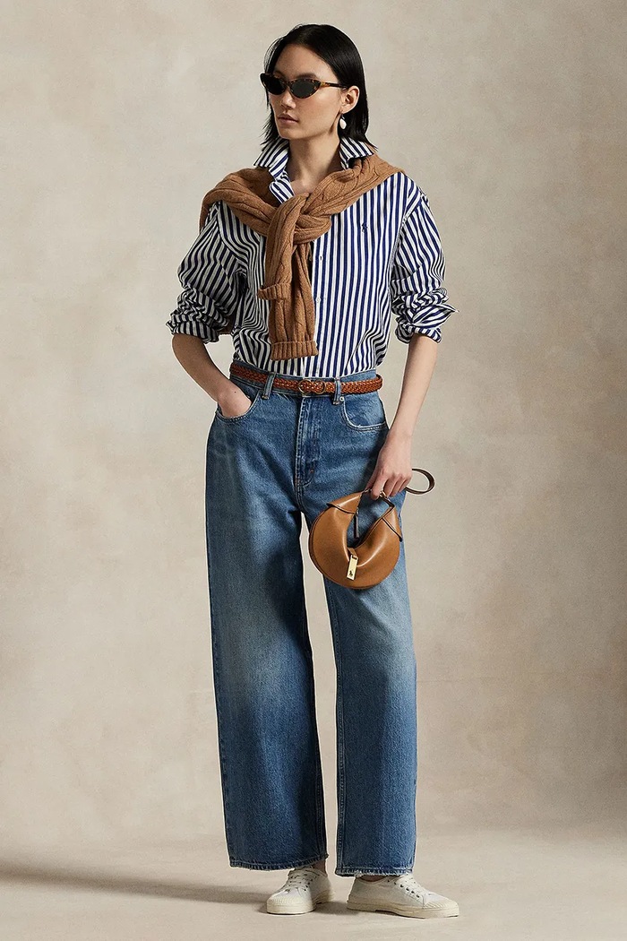 Oblečení Polo Ralph Lauren košile dámská bavlněná 211910743 modrá