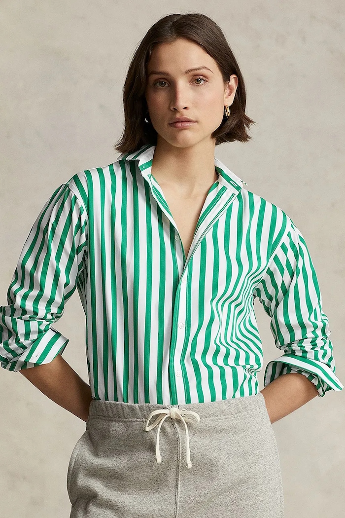 Polo Ralph Lauren koszula bawełniana damska wzorzyste zielony 211910743