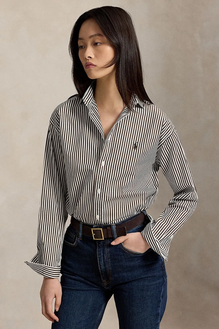 Polo Ralph Lauren cămașă pentru femei din bumbac maro 211910743