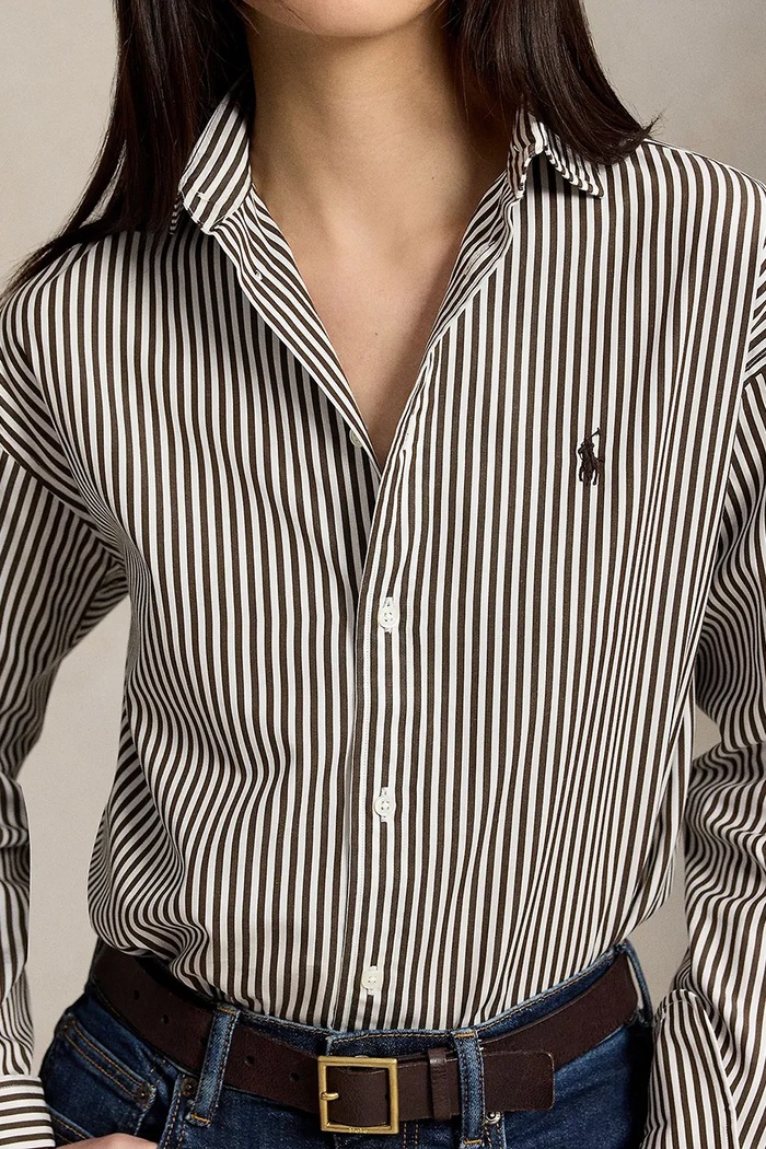 Polo Ralph Lauren cămașă pentru femei din bumbac maro 211910743