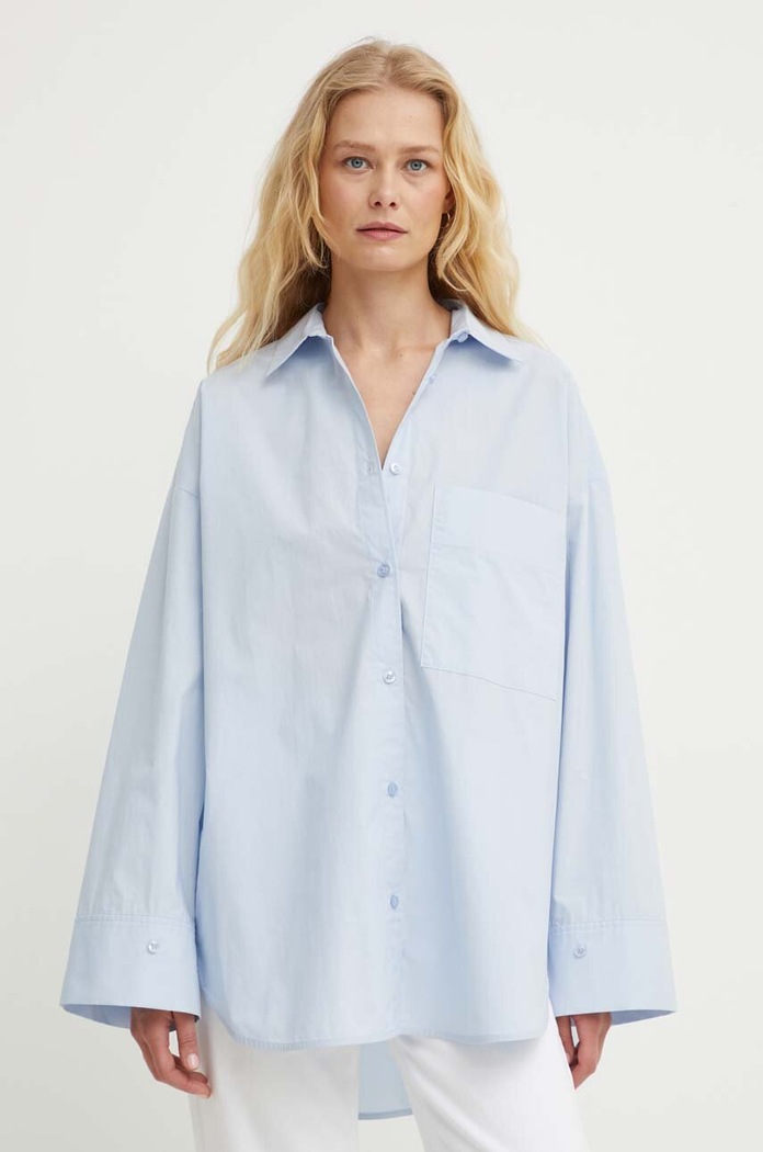 Bavlněná košile By Malene Birger dlouhý modrá Q71873024Z