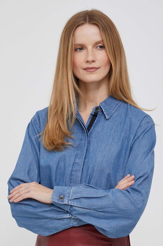 Dkny bluzka jeansowa casual niebieski E33M0HYK