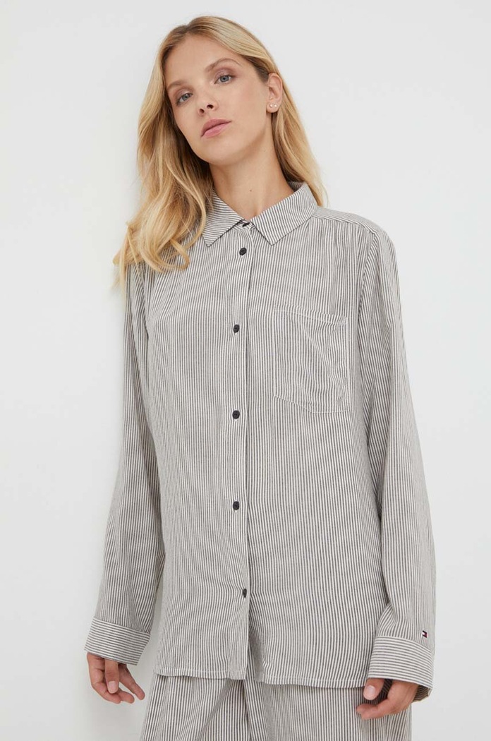 Tommy Hilfiger koszula piżamowa tkanina beżowy UW0UW04791