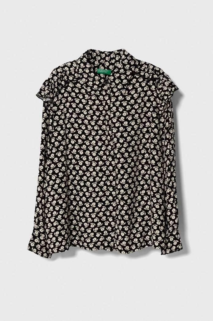 Dětská košile United Colors of Benetton květinový černá 5FKJCQ01U.G.SEASONAL