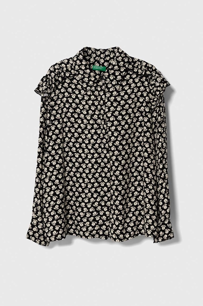 Dětská košile United Colors of Benetton květinový černá 5FKJCQ01U.G.SEASONAL
