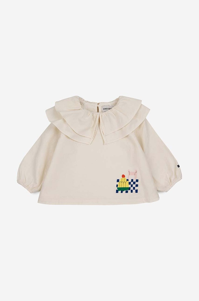 Хлопковая рубашка для младенцев Bobo Choses 223FB001 бежевый AW23