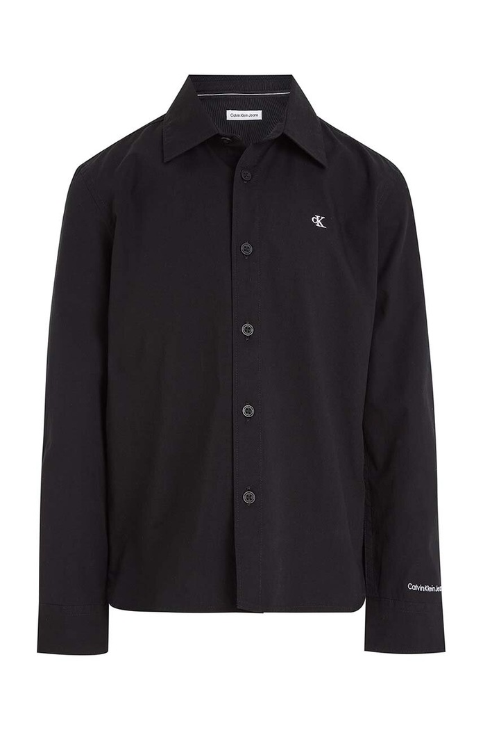 Detská bavlnená košeľa Calvin Klein Jeans IB0IB01826.9BYX čierna AW23