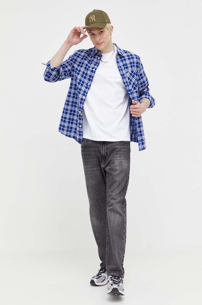 Odjeća Pamučna košulja Tommy Jeans DM0DM16608 mornarsko plava