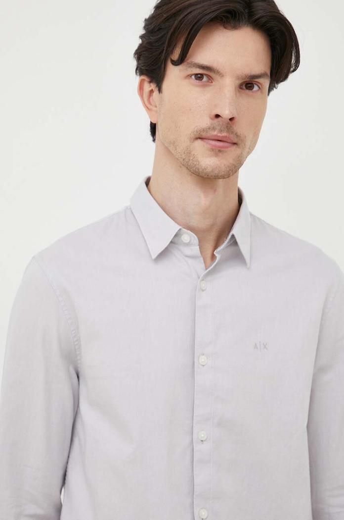 Bavlnená košeľa Armani Exchange slim sivá 8NZCGB.Z8ANZ