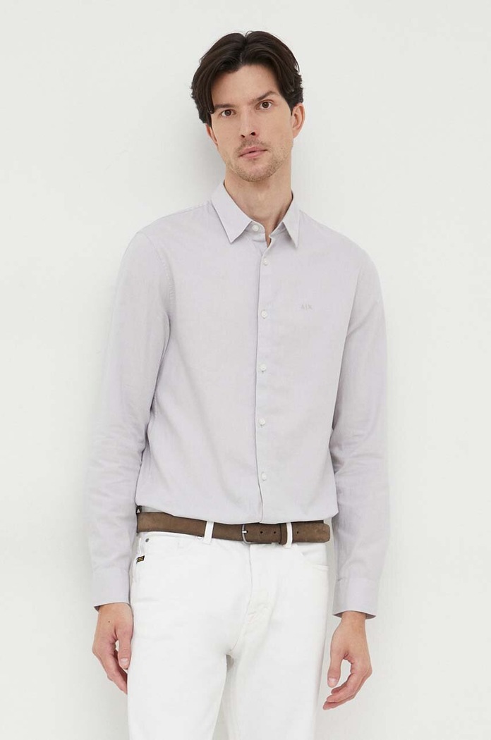 Bavlnená košeľa Armani Exchange 8NZCGB.Z8ANZ sivá