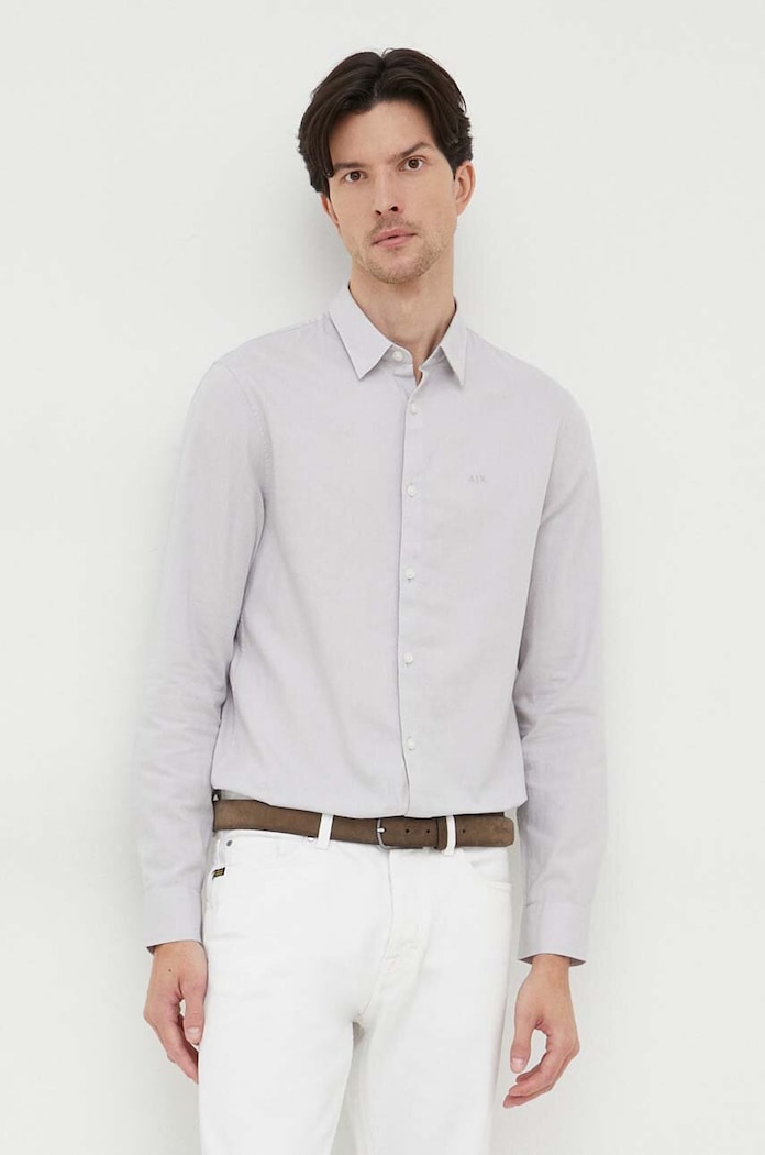Bavlnená košeľa Armani Exchange 8NZCGB.Z8ANZ sivá