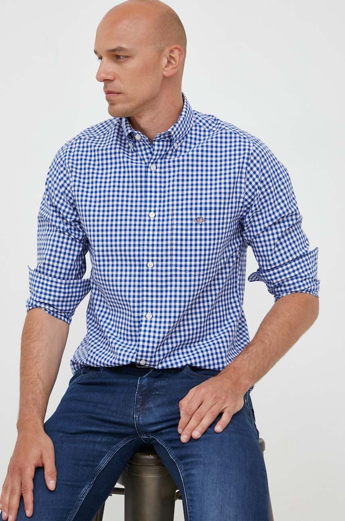 Gant camasa din bumbac cu modele albastru 3000120