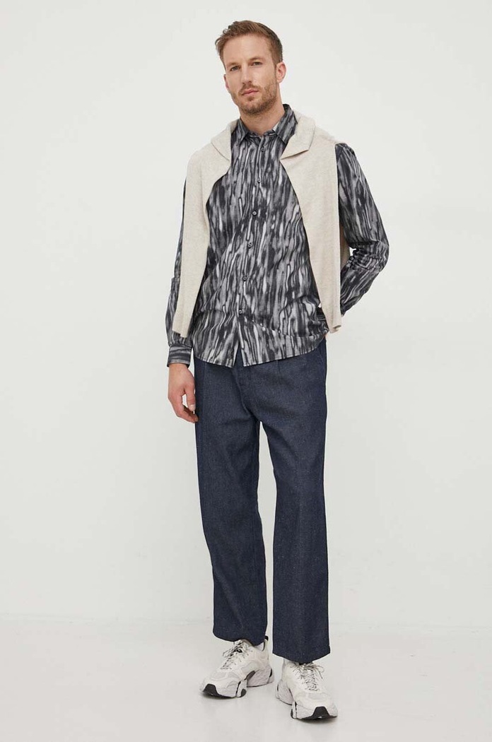 Sisley koszula bawełniana 5KWMSQ02O.66W czarny AW23