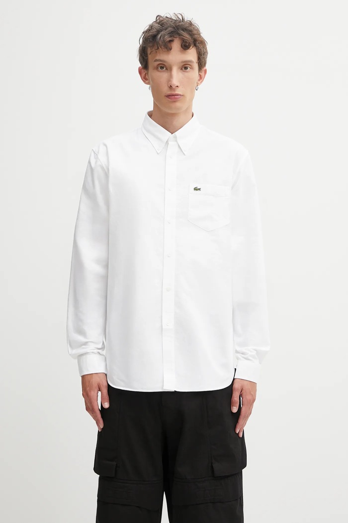Bavlnená košeľa Lacoste regular biela CH1911