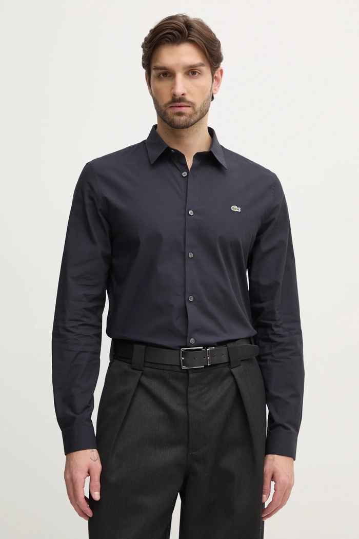 Lacoste koszula bawełniana bawełna granatowy CH5620