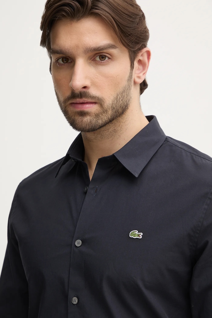 Памучна риза Lacoste Lacoste тъмносин CH5620
