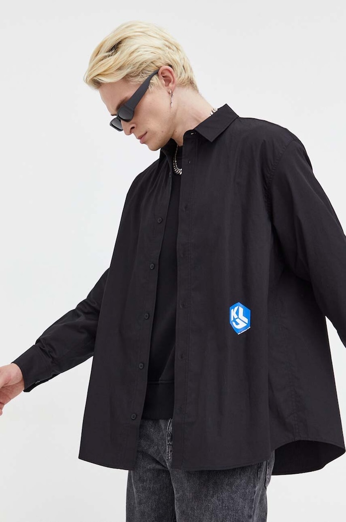 Bombažna srajca Karl Lagerfeld Jeans črna 236D1603