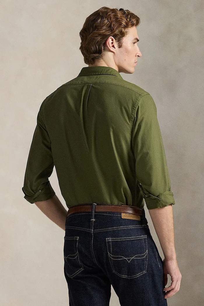Βαμβακερό πουκάμισο Polo Ralph Lauren 710804257 πράσινο SS26