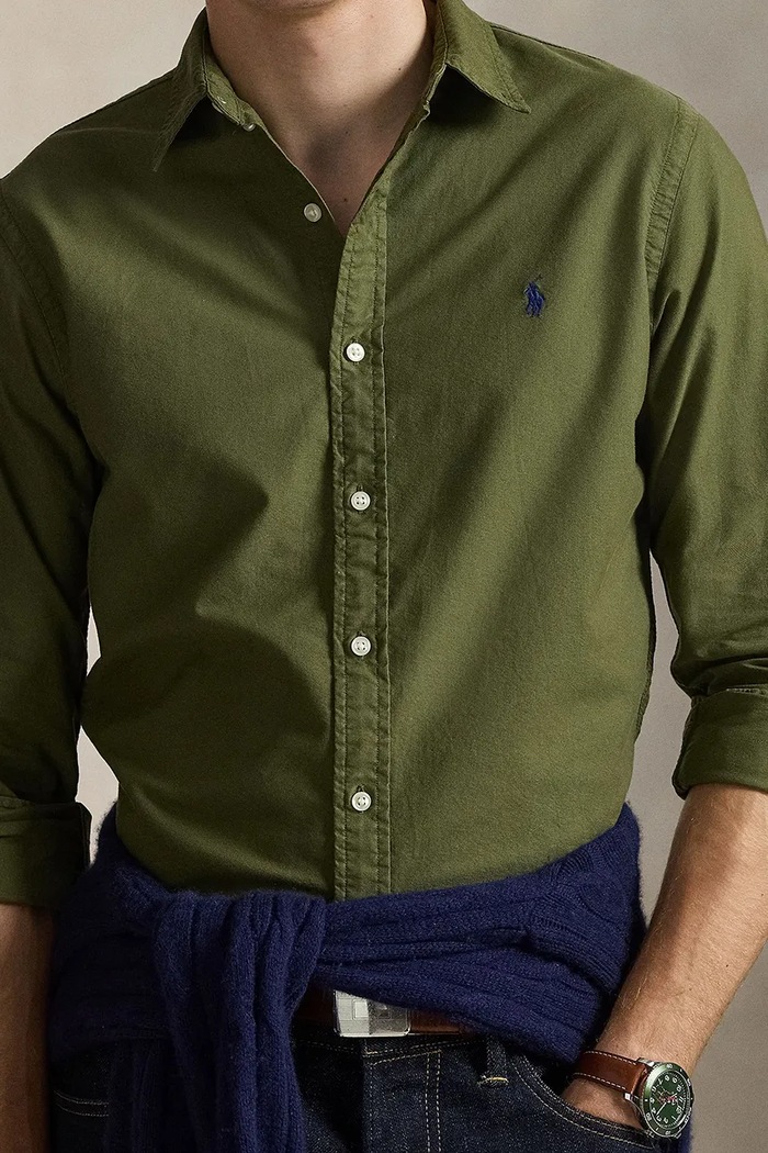 Βαμβακερό πουκάμισο Polo Ralph Lauren πράσινο 710804257