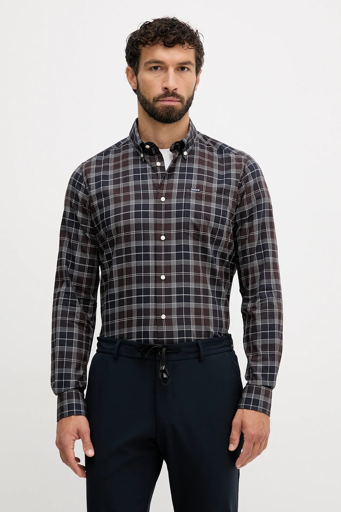 Barbour koszula bawełniana brązowy MSH4982