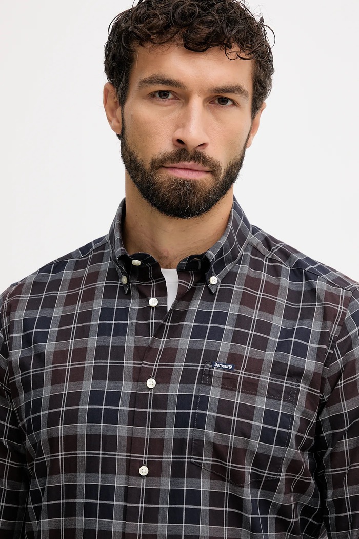 Barbour koszula bawełniana brązowy MSH4982