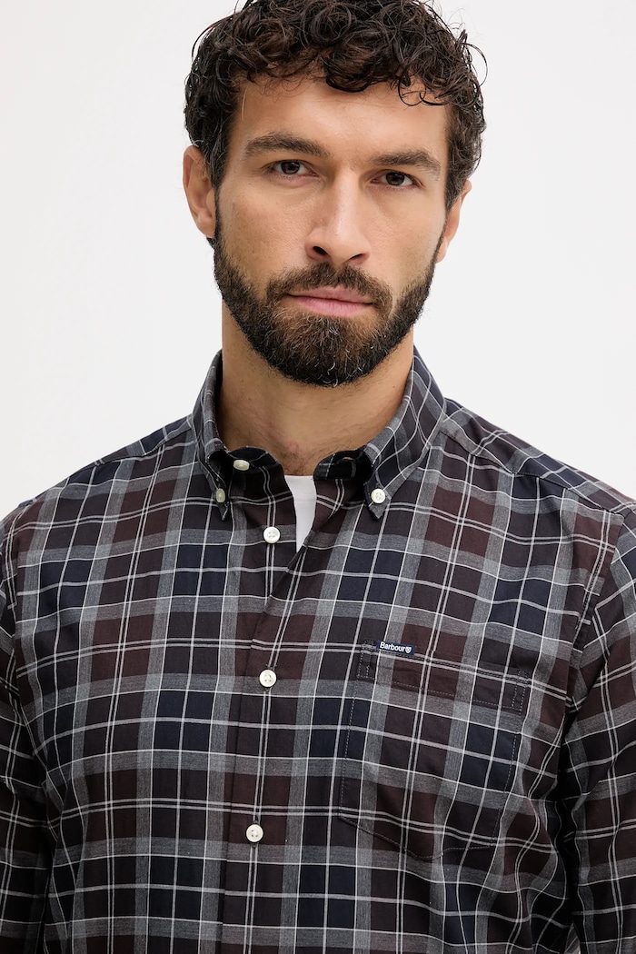Barbour koszula bawełniana brązowy MSH4982
