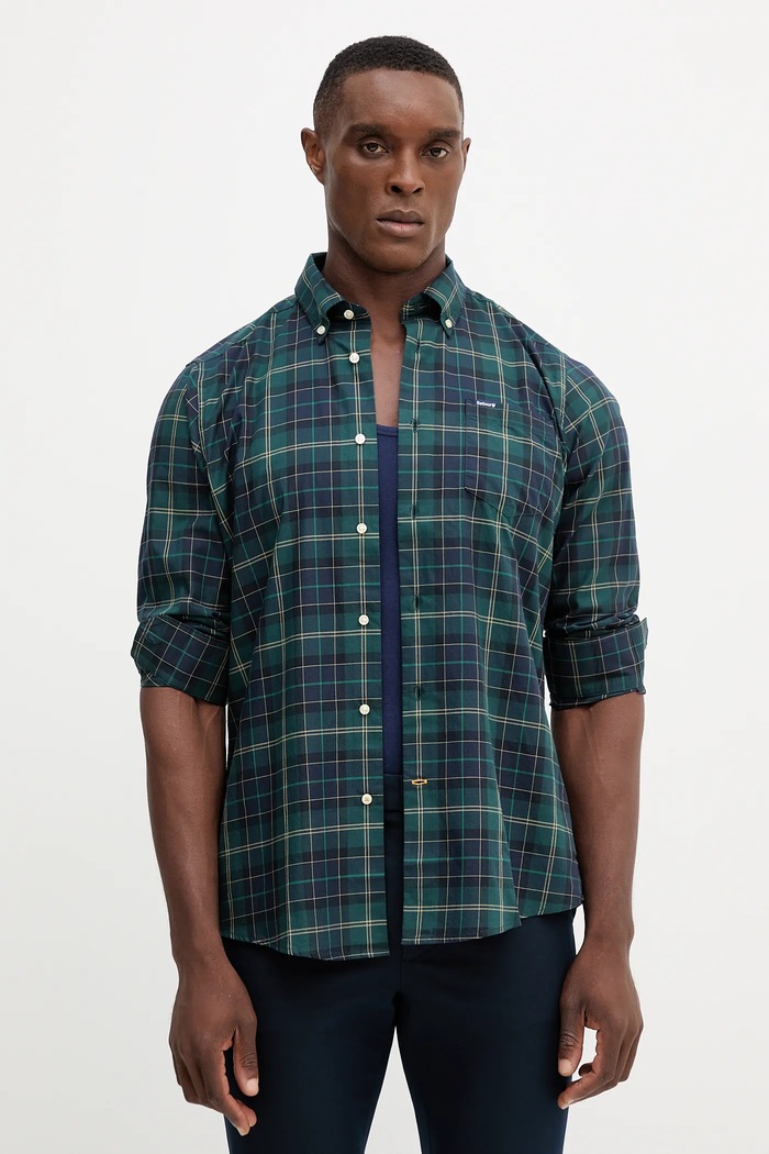 Barbour koszula bawełniana zielony MSH4982