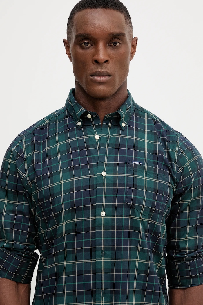 Barbour koszula bawełniana zielony MSH4982