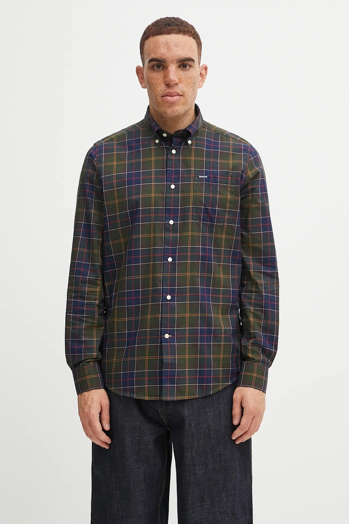 Памучна риза Barbour вталена многоцветен MSH4982