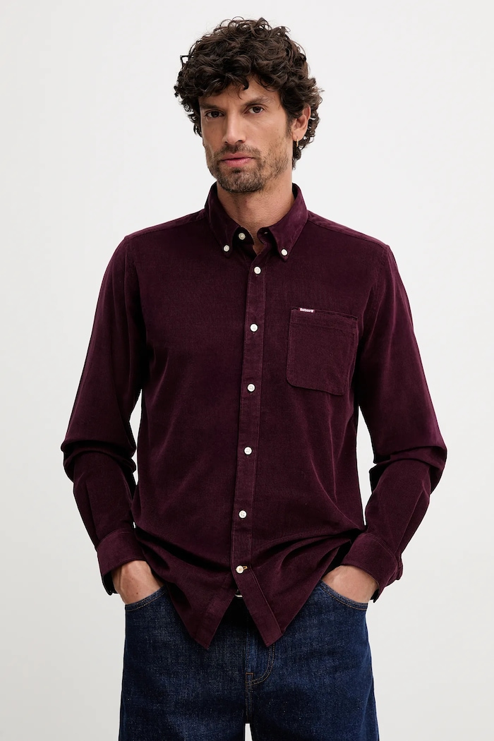 Бавовняна сорочка Barbour RAMSEY гладкий бордо MSH5001