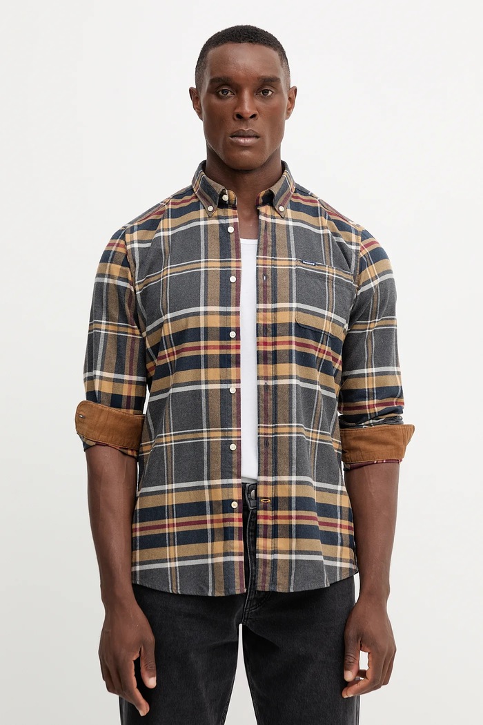 Barbour camicia in cotone slim beige MSH5037