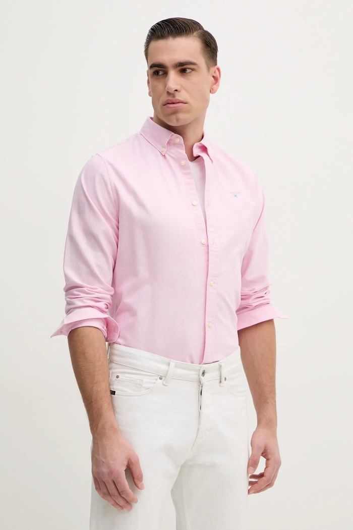 Barbour πουκάμισο ανδρικό βαμβακερό OXTOWN ροζ MSH5301