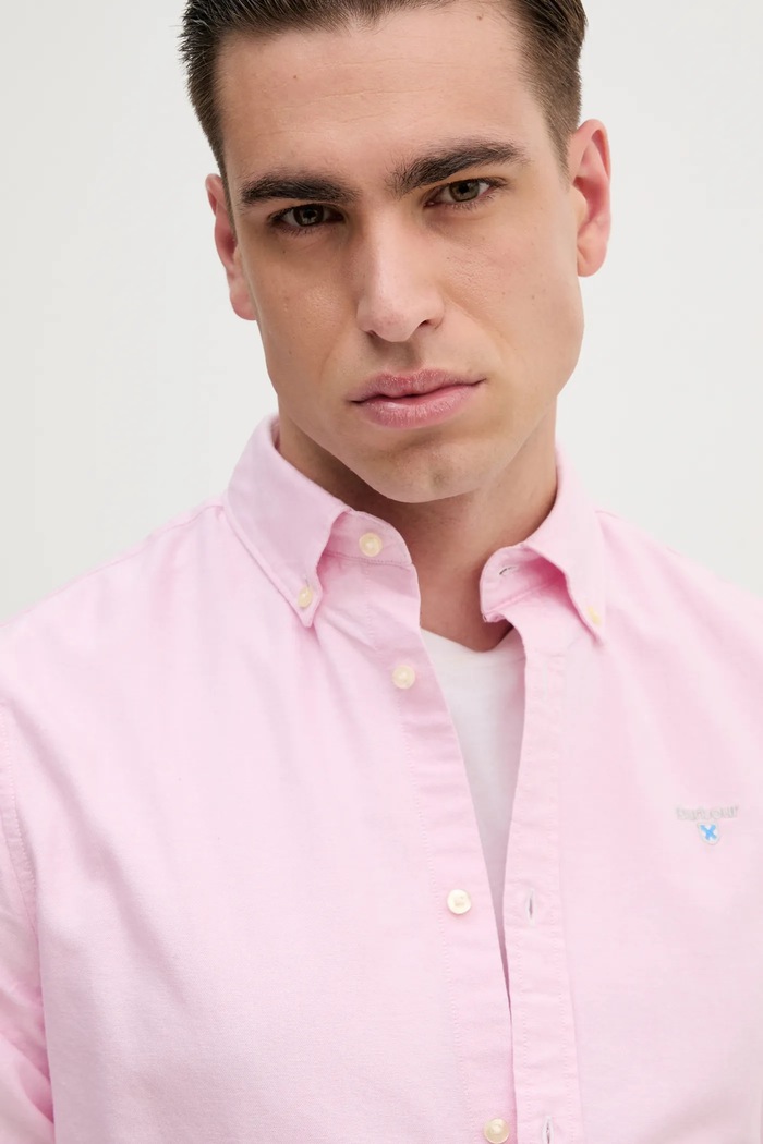Barbour πουκάμισο ανδρικό βαμβακερό OXTOWN ροζ MSH5301