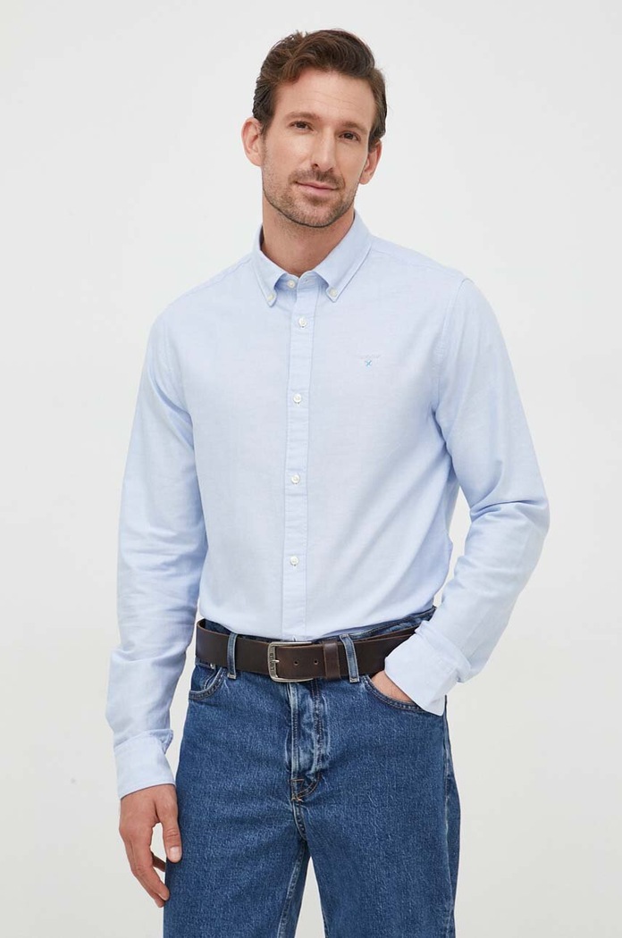 Barbour cămașă pentru bărbați din bumbac OXTOWN MSH5301 albastru