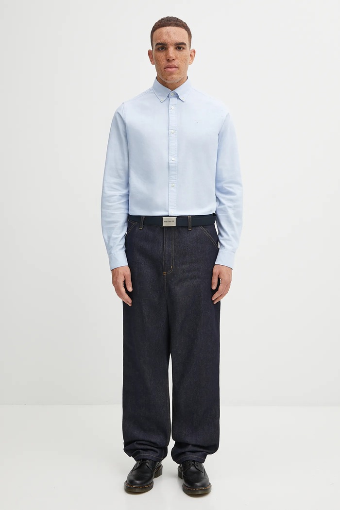 OXTOWN рубашка из хлопка для мужчин Barbour голубой MSH5301