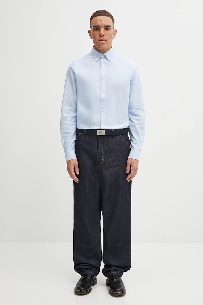 OXTOWN рубашка из хлопка для мужчин Barbour голубой MSH5301
