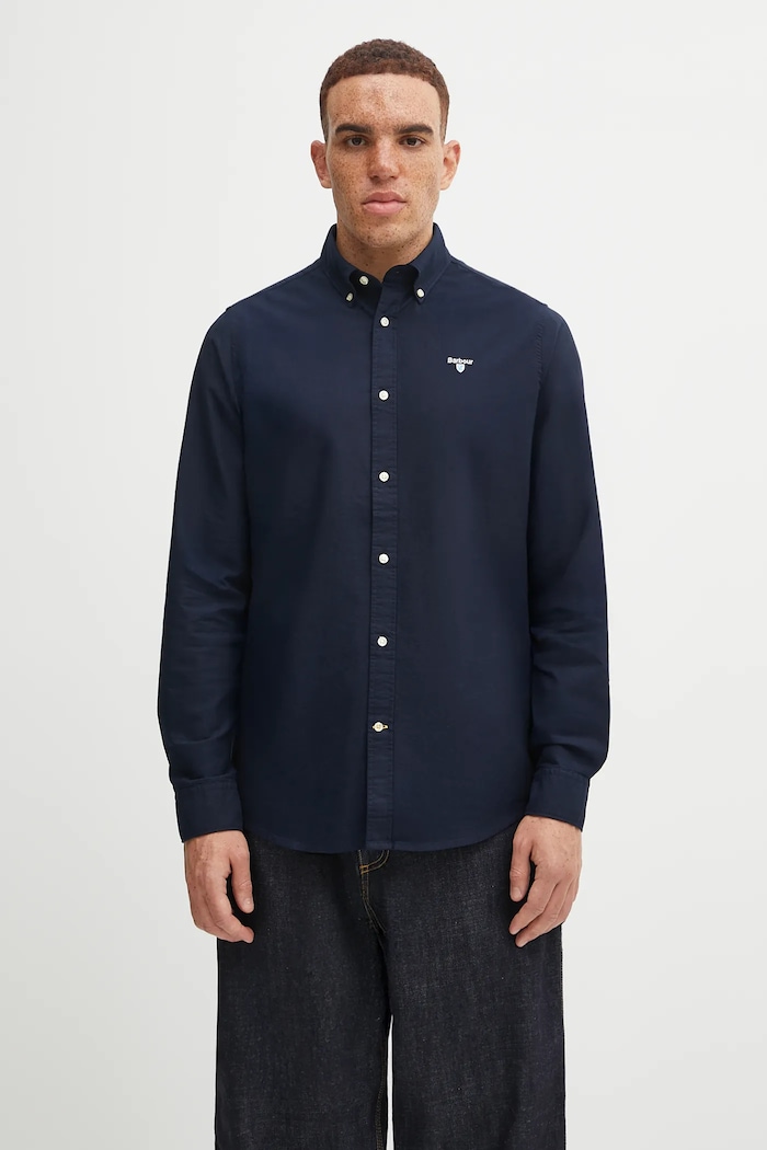Памучна риза Barbour Oxtown вталена тъмносин MSH5301