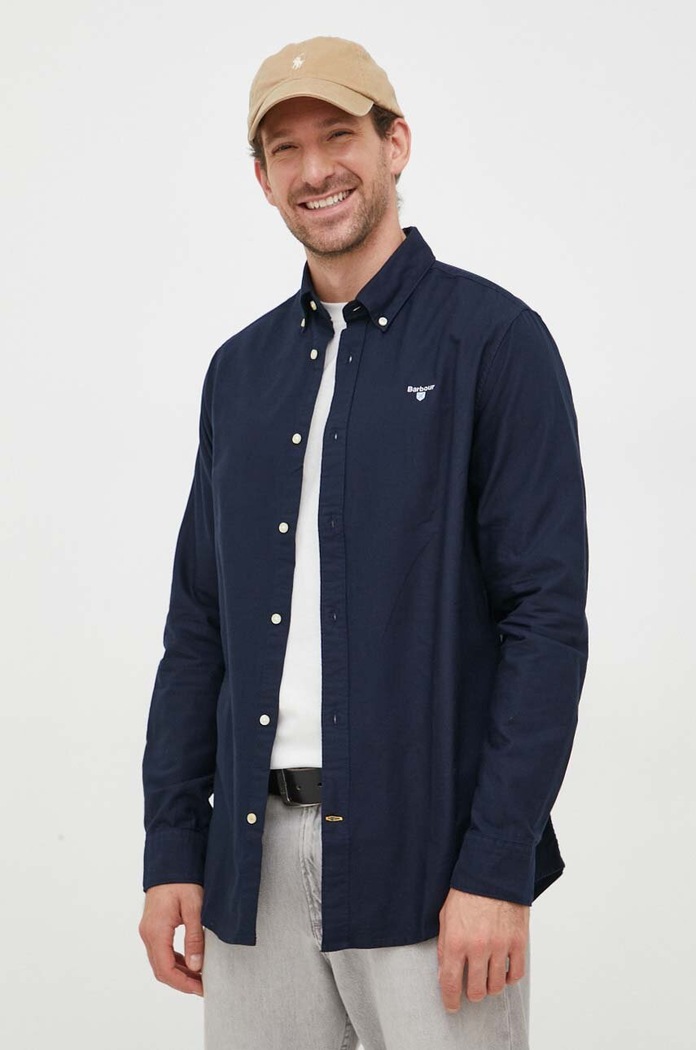 Barbour košile pánská bavlněná OXTOWN MSH5301 námořnická modř