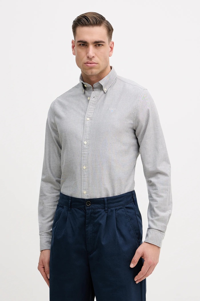 Βαμβακερό πουκάμισο Barbour Oxtown γκρί MSH5301