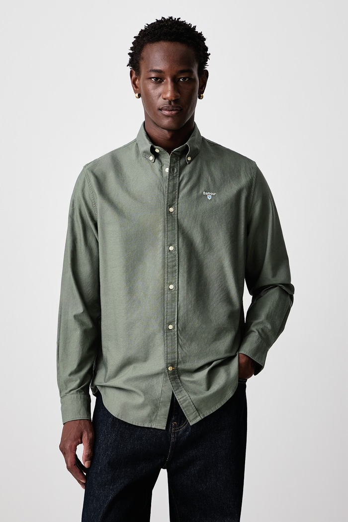 Barbour Košile pánská bavlněná OXTOWN zelená MSH5301